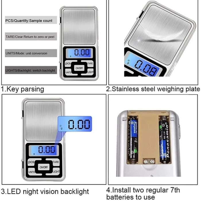 Mini Electronic Scales High Precision Pocket Digital Scale for Gold Sterling Jewelry Balance Gram For Kitchen Scale 500gx0.1g - Image 9