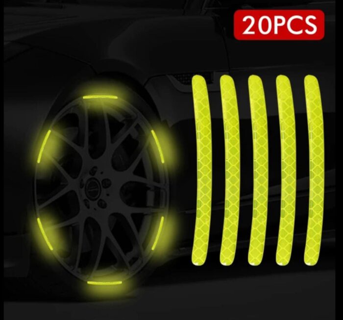 (20pcs) Wheel center reflective stickers Stripe | wheel hub sticker for Car, bicycle, motorcycle | car warning sticker (Random colors) - Image 1