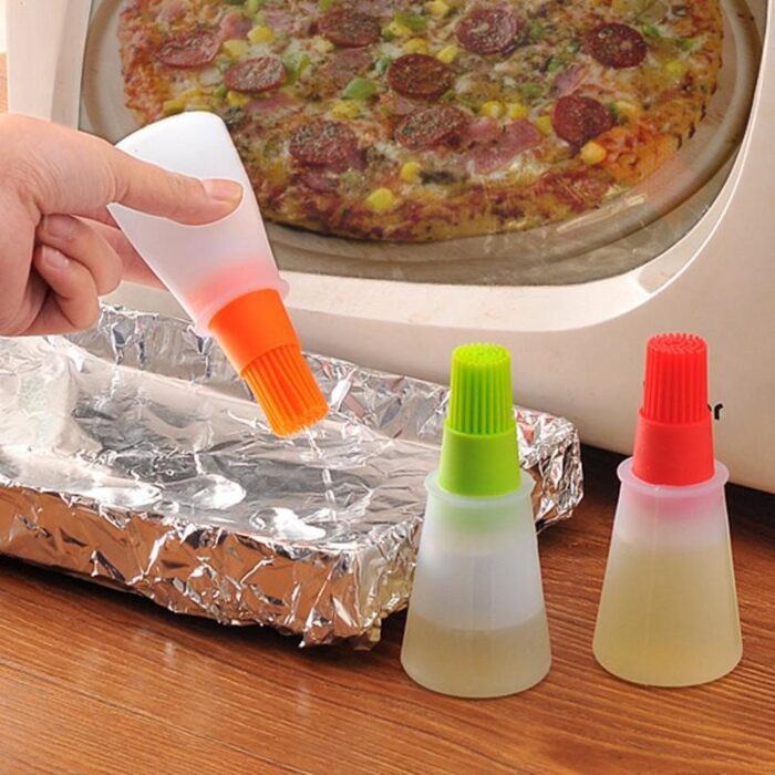 Portable Silicone Oil Bottle with Brush | Grill Oil Brushes for Kitchen Baking BBQ Tool Kitchen Tools for BBQ (Random color) - Image 3