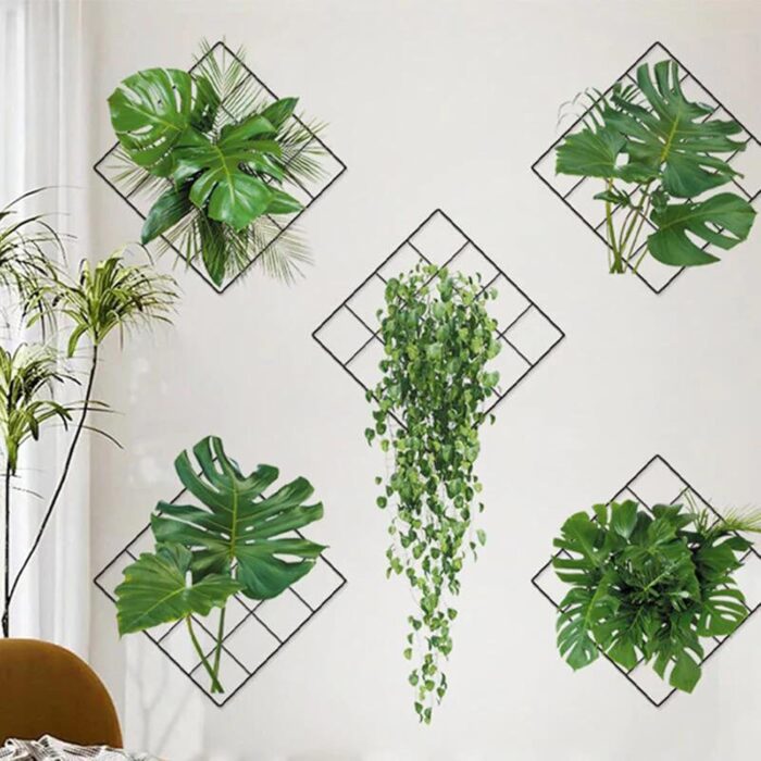 3D Green Plant Wall Sticker, 3D Effect Tropical Vivid Green Plants Wall Stickers for Living Room, Bedroom (Random Design) - Image 1