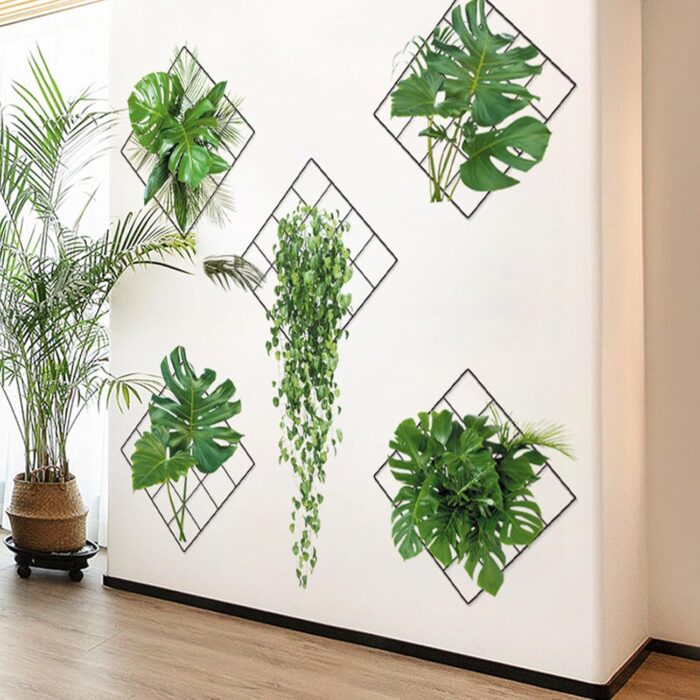 3D Green Plant Wall Sticker, 3D Effect Tropical Vivid Green Plants Wall Stickers for Living Room, Bedroom (Random Design) - Image 2