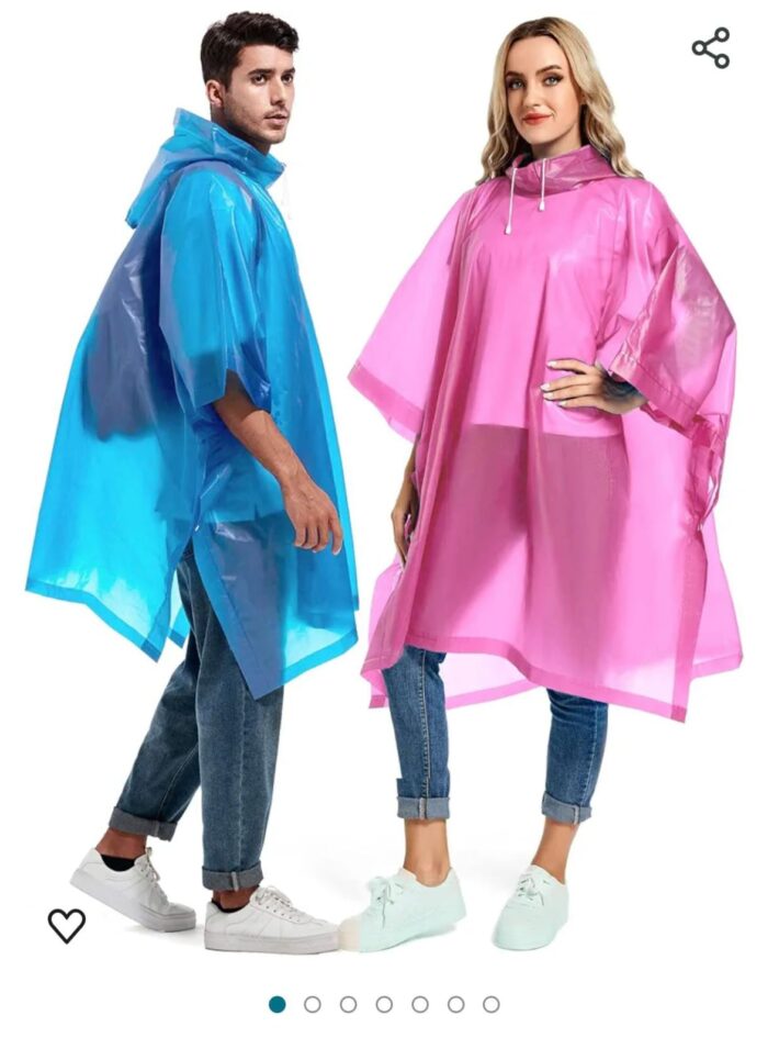 Rain Ponchos for Adults Reusable - Raincoats Survival Emergency Heavy Duty Rain Coat with Drawstring Hood (Random colors) - Image 1
