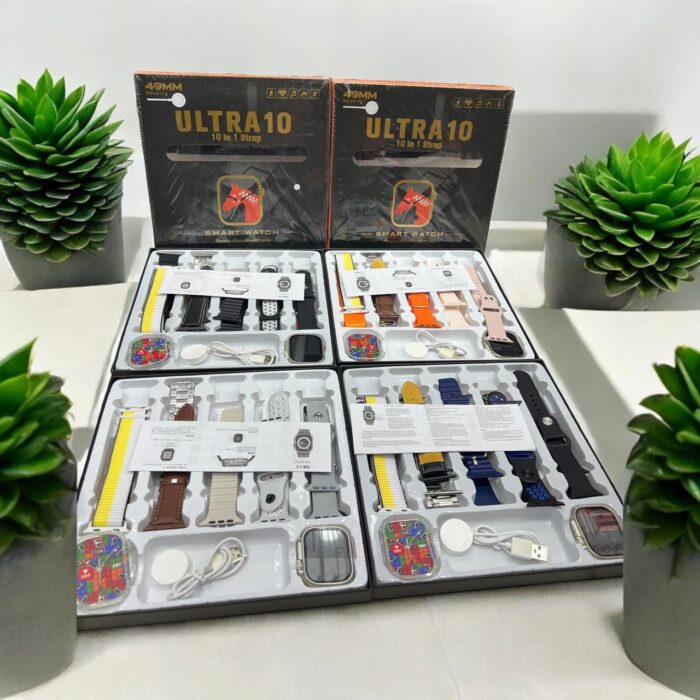 Ultra Smart Watch | 10 in 1 Straps  | Super HD Display | BT Calling | Wireless Charging ( Multi Color Straps) - Image 2