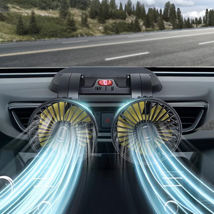 12v Car Dashboard cooling fan, dual head fan 360 degree rotation Fan for Cars - Image 4