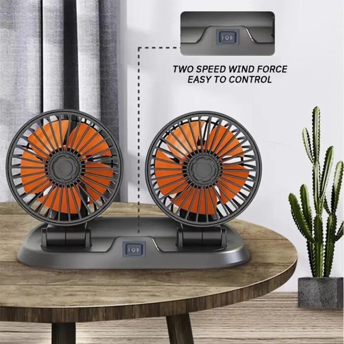 12v Car Dashboard cooling fan, dual head fan 360 degree rotation Fan for Cars - Image 7