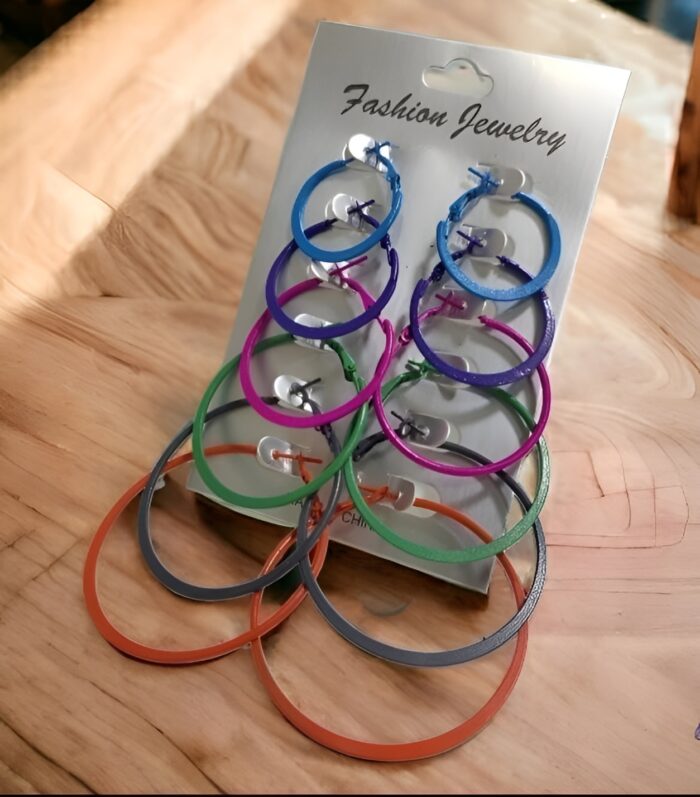Trendy Plain Hoops, Pack Of 6 Multi Color - Image 2