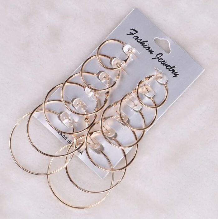 Plain Hoops, Pack Of 6 - Golden - Image 3