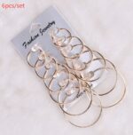 Plain Hoops, Pack Of 6 - Golden