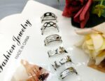 Pack Of 10 Adjustable Multiple Design Ring Set - Silver - Image 3