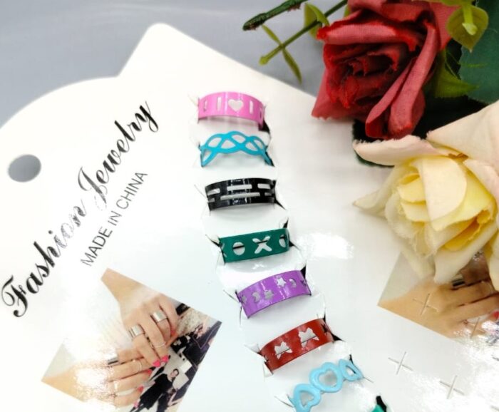Pack Of 10 Adjustable Multiple Design Ring Set - Multicolor - Image 3