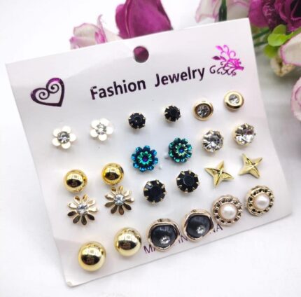 Trendy Artificial Stones Ear Studs - Blue Nug