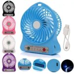 Portable Mini USB Fan Rechargeable Battery | 3-Level Speed Adjustable Electric Cooling Desktop Fan (Random Colors) 