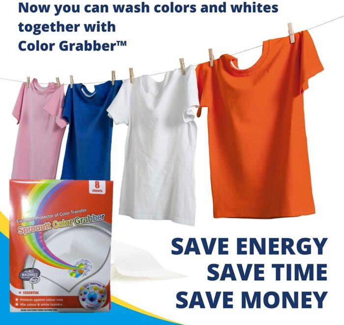 Sprouutt Color Grabber - 8 Sheets Stain Remover | Protects Laundry From Color Runs or Bleeds | Color Catcher, Dye Trapping Sheet - Image 1