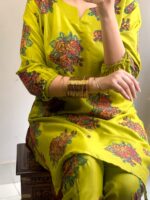 New Gulab 2 Pcs Linen Dress | Rose Print shirt and trouser for girls & Women - Image 4
