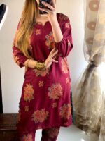 New Gulab 2 Pcs Linen Dress | Rose Print shirt and trouser for girls & Women - Image 11