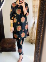 New Gulab 2 Pcs Linen Dress | Rose Print shirt and trouser for girls & Women - Image 18