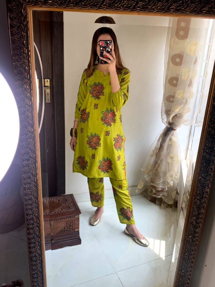 New Gulab 2 Pcs Linen Dress | Rose Print shirt and trouser for girls & Women - Image 21