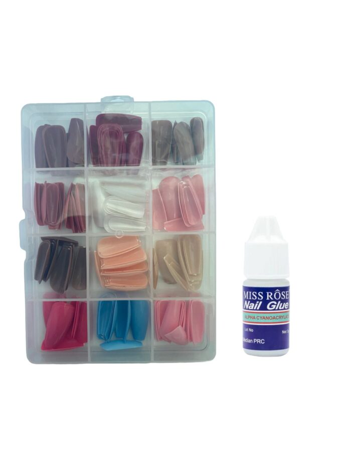144 Pcs Nails Box Artificial Nails Pack + 1 Nail Glue - Image 4