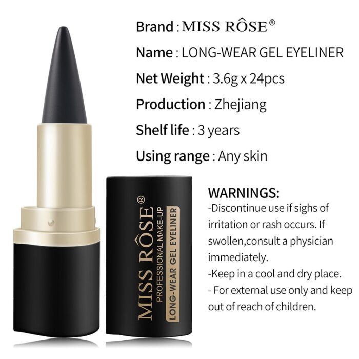 Miss Rose Waterproof Long Lasting Gel Stick Black Eyeliner - Image 3