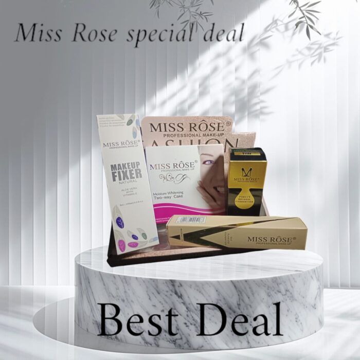 (Miss Rose Beauty Deal )Flawless Coverage with Whitening Two-Way Cake, Makeup Fixer, and Silk Flawless Foundation" - Image 1