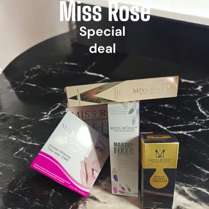 (Miss Rose Beauty Deal )Flawless Coverage with Whitening Two-Way Cake, Makeup Fixer, and Silk Flawless Foundation" - Image 2
