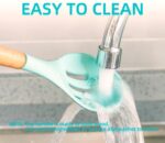 12 Pcs Silicone Cooking Utensils Kitchen Utensil Set | Heat Resistant Kitchen Non toxic Spatula Set with Turner Tongs,Spoon,Brush,Whisk-Wooden Handle(Random color) - Image 6