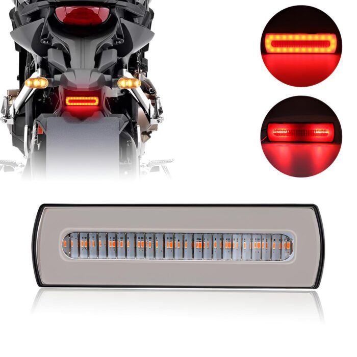 1 pc  LED Motorcycle Light Moto Rear Lights 40 LED Dual Color Light Guide Flow Direction Turning Brake Tail Lamp - Image 1
