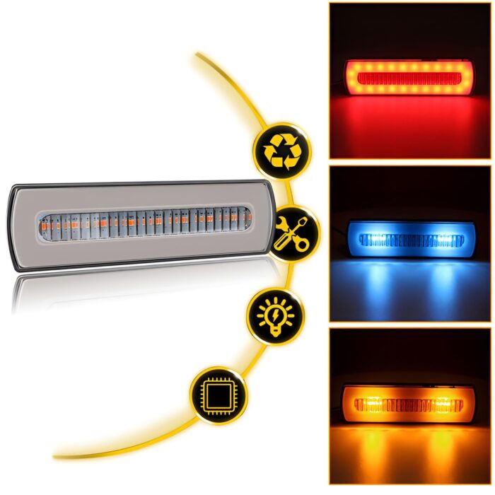1 pc  LED Motorcycle Light Moto Rear Lights 40 LED Dual Color Light Guide Flow Direction Turning Brake Tail Lamp - Image 2