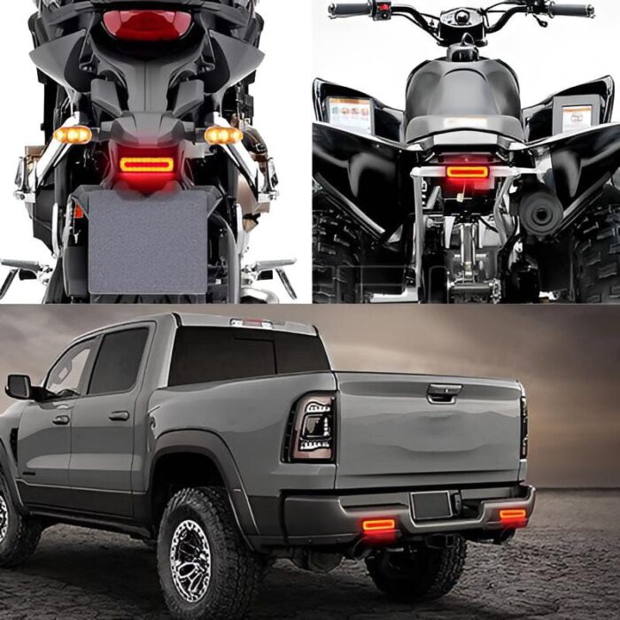 1 pc  LED Motorcycle Light Moto Rear Lights 40 LED Dual Color Light Guide Flow Direction Turning Brake Tail Lamp - Image 5