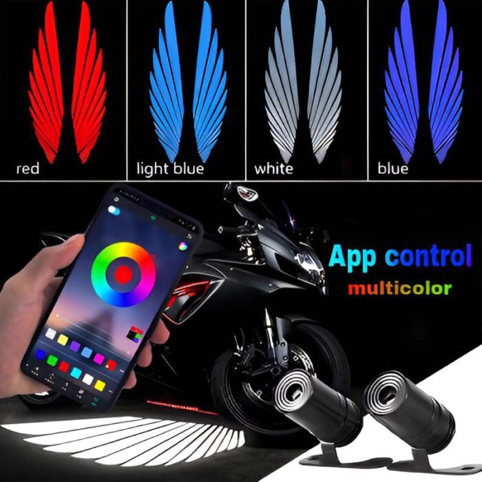 Bluetooth control angel wing light multicolor for all bikes and car uneversa - Image 1