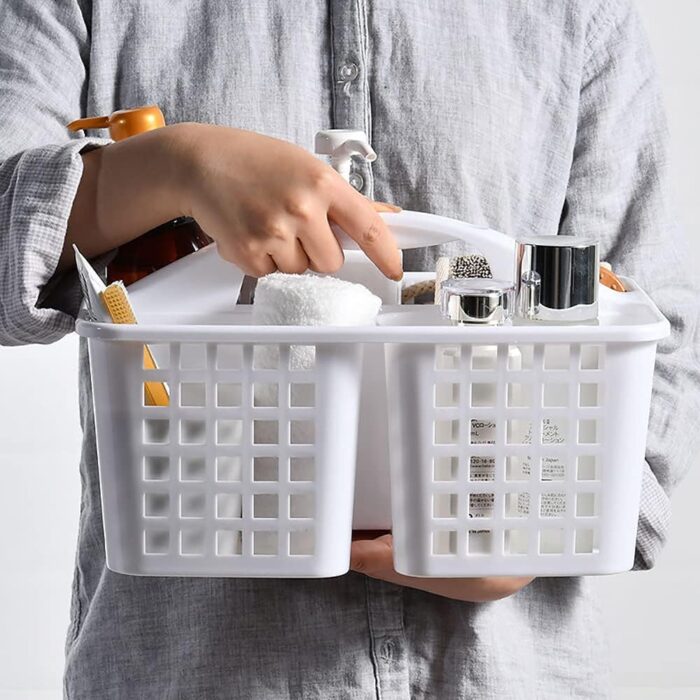 Plastic Bathroom Basket Kitchen Sink Basket Shower Caddy Basket with Compartments,(random color ) - Image 1
