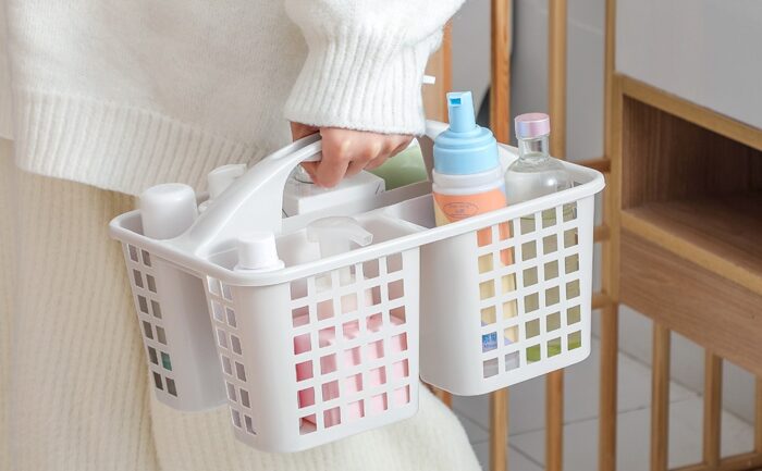 Plastic Bathroom Basket Kitchen Sink Basket Shower Caddy Basket with Compartments,(random color ) - Image 5