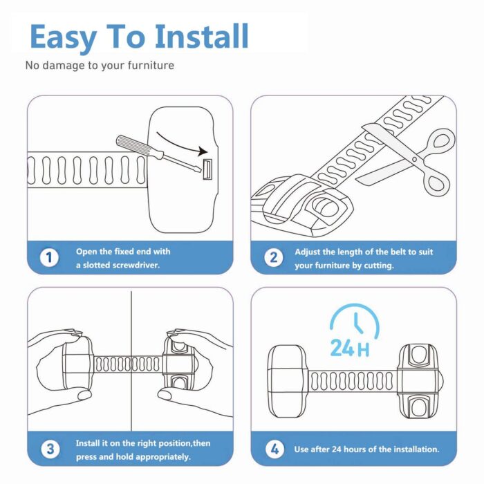 Multipurpose Adjustable and Flexible Baby Safety Latch for Drawers Cabinets etc, - Image 4