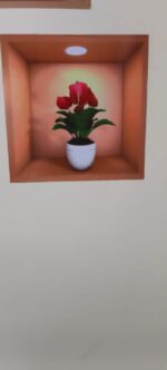 4 Sheets Flower Decoration Art Magic Sticker,3D Vinyl Removable Wall Sticker Decals DIY, Plants False Niche Green Potted Plants Mural (Style-B) - Image 3