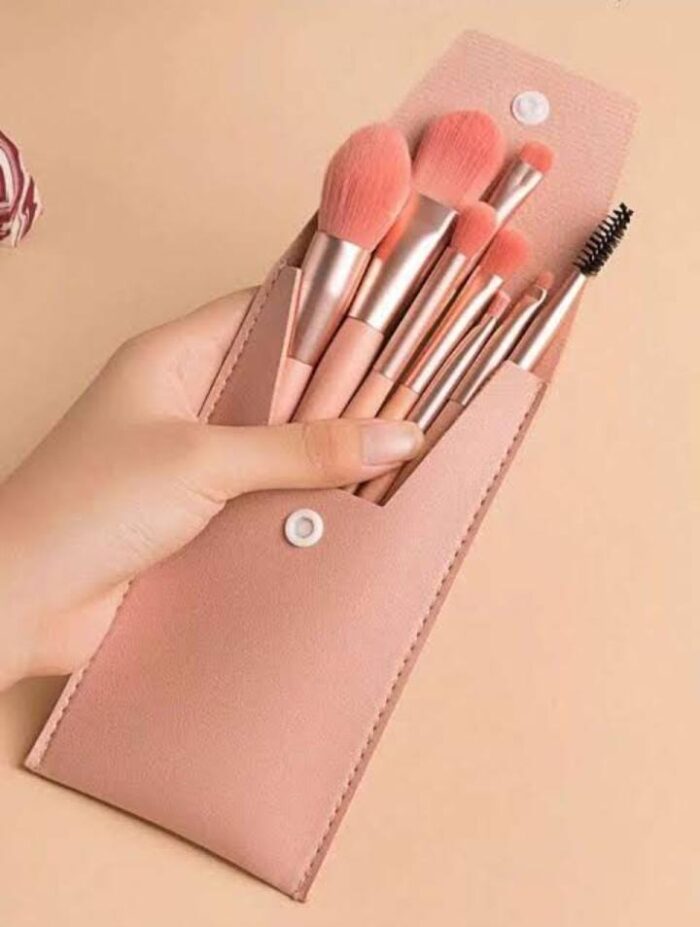 8 Pieces Cute Brushes With Leather Pouch  (random color) - Image 4
