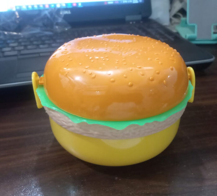 1 pc Round Cute Burger Shape Lunch Box Perfect For School Kids Office Worker 3 layer Container Box for Boys, Girls, School & Office Men - Image 3