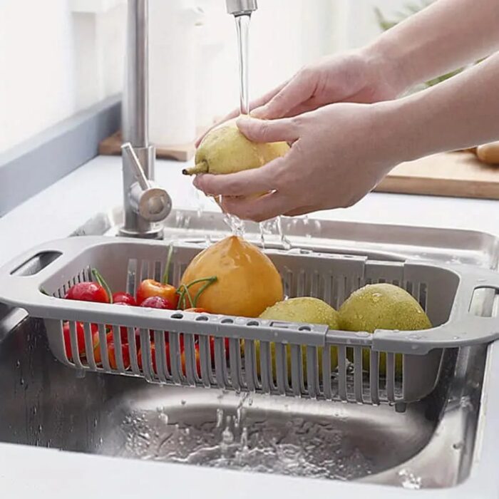 Kitchen Plastic Dish Drainer and Drying Rack Sink Basket for Washing Bowls Utensils Vegetables Fruits Storage Organizer (Random color) - Image 1