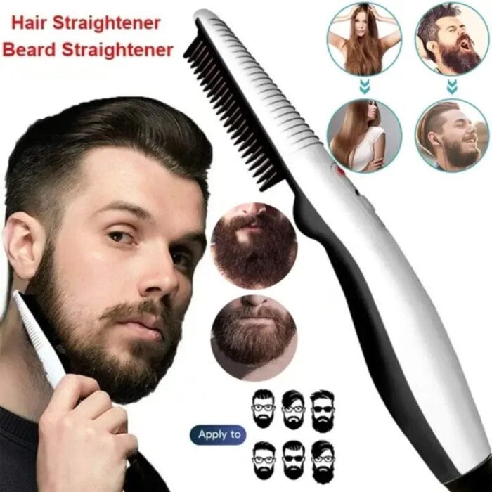 Rechargeable Hair Curler Beard Shawl Comb Multi functional Hair Straightener Comb Brush - Imported - Image 1