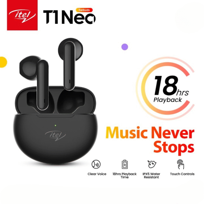 ITEL EARBUDS Model T1 NEO 18 hours playback - Image 1