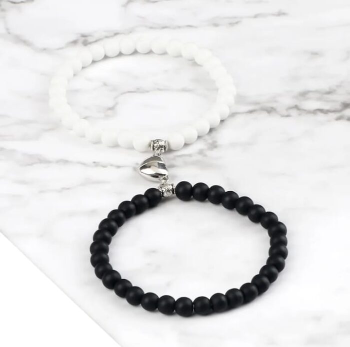 Pack of 2  Beads Black And White Couple Bracelet - Image 1