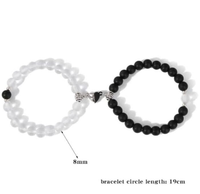 Pack of 2  Beads Black And White Couple Bracelet - Image 3
