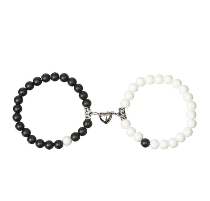 Pack of 2  Beads Black And White Couple Bracelet - Image 2