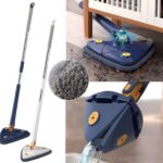 Extendable Triangle Mop 360 Twist Squeeze Window Glass Toilet Bathroom Floor Household Cleaning Ceiling Dusting (Random color)