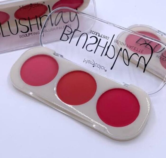 3 Color Makeup Blush Palette Mineral Powder Red Rouge Long Lasting Natural Cheek Blusher (random color) - Image 1