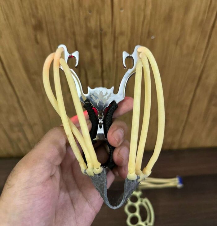 The Ultimate Slingshot Lot Imported Full Stainless Steel Body Laser Slingshot with Flat Rubber Band (Random design) - Image 14