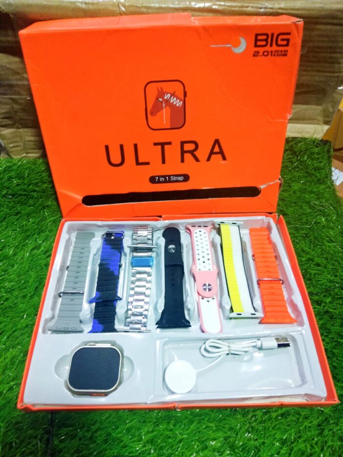 (NW000354) 7 In 1 Ultra Smart Watch Series 8 Wireless Charging 7 Straps Waterproof (Random color) - Image 2