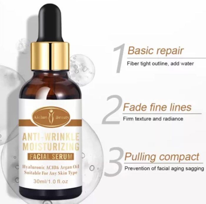 AICHUN BEAUTY Anti-Wrinkle Moisturizing Facial Serum - Hyaluronic Acid, Argan Oil - 2in1 Care - 30ml - Image 8