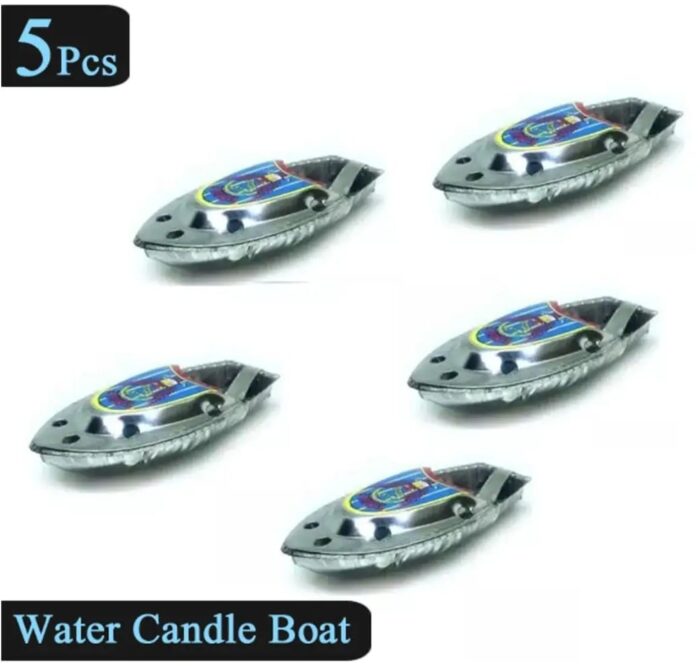 5 Pcs Set - Water Candle Boat Alloy Tin Metal Toy For Kids Boys and Girls - Bath Baby Toy Swimming Fun Toys - PoP PoP Sound - Image 1