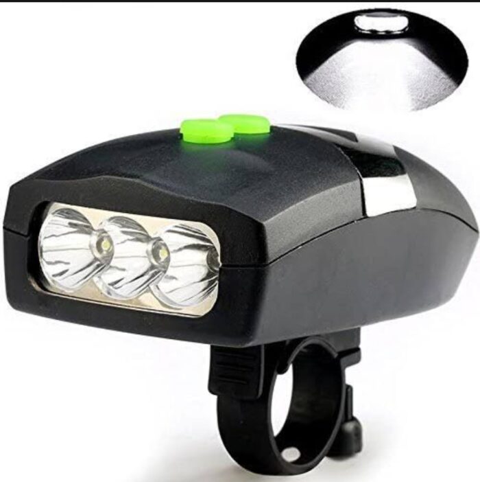 3 LED Bicycle Front Head light & bell siren alarm hooter / cycle light generic - Image 2