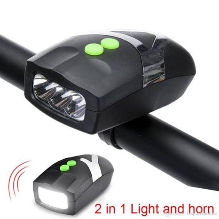 3 LED Bicycle Front Head light & bell siren alarm hooter / cycle light generic - Image 3